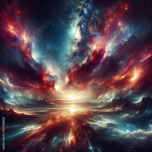 background Fantasy Galaxy Panorama and Black Hole ai generative