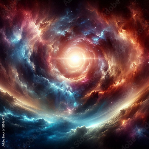 background Fantasy Galaxy Panorama and Black Hole ai generative