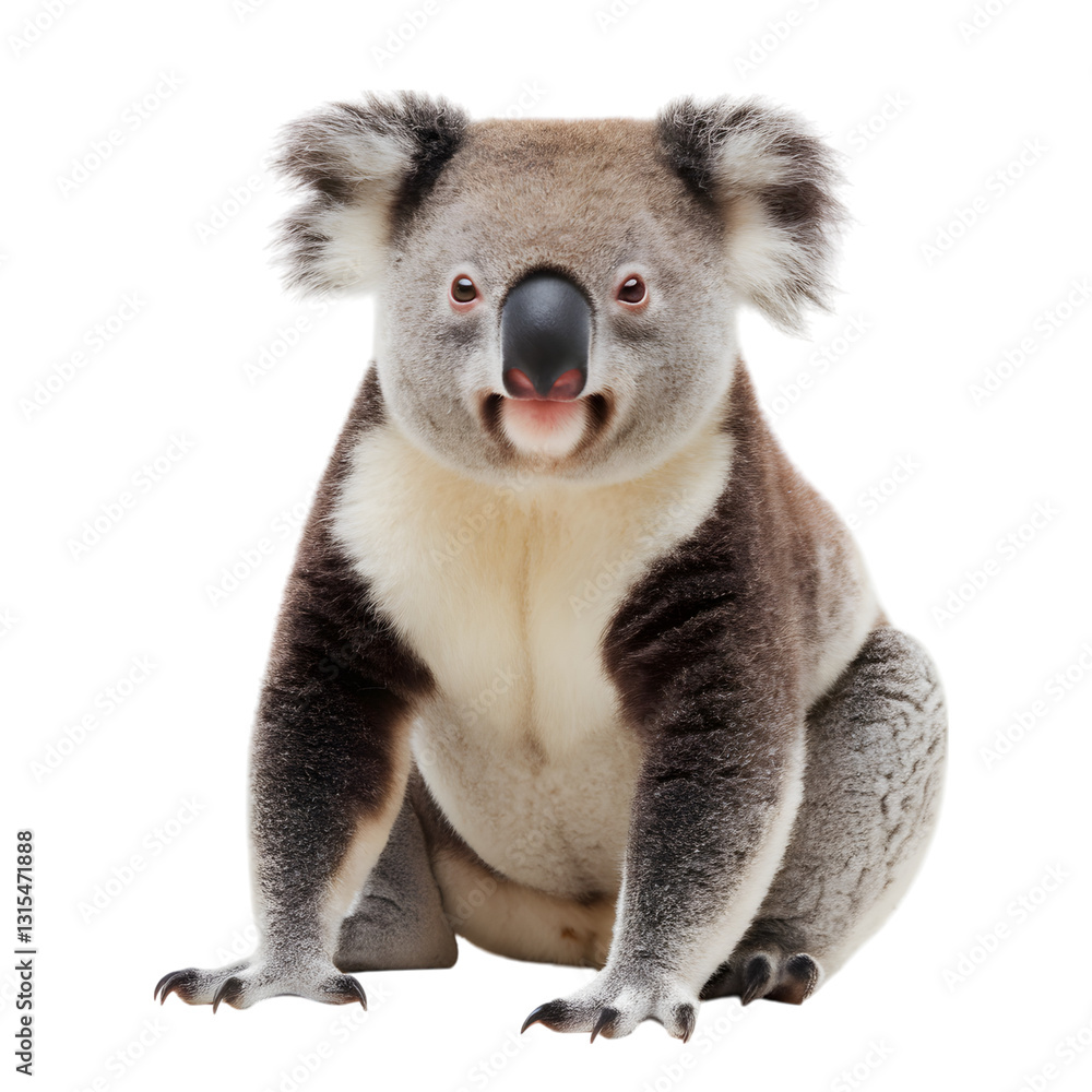 Fototapeta premium Adorable Koala Posing Against a White Background