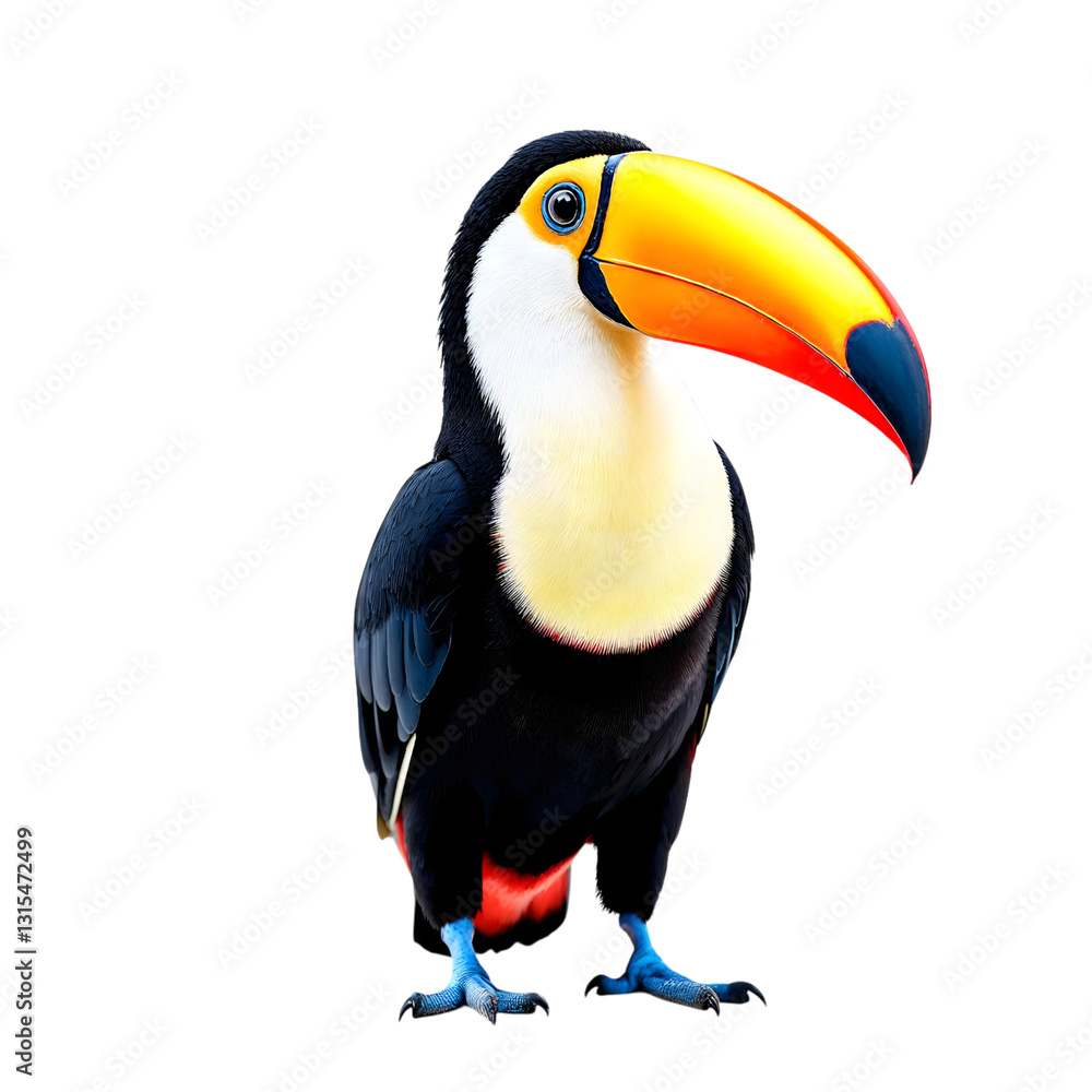Fototapeta premium Vibrant Toucan Portrait Against a White Background