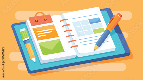 Creative planner illustration with colorful sticky notes and stationery items on a light background
