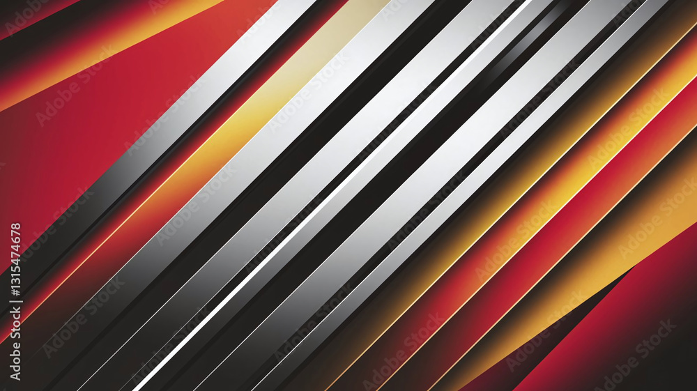 Fototapeta premium A Modern Diagonal Line Stripe in Sharp Angles Composed of Metallic Silver and Black and Gold Abstract Background