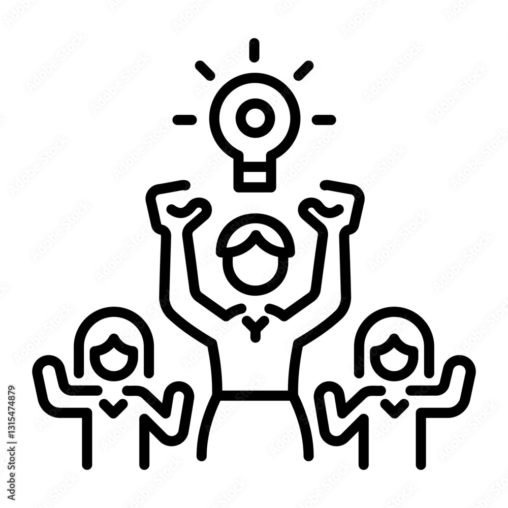 A line style icon depicting women empowerment A line style icon depicting women empowerment