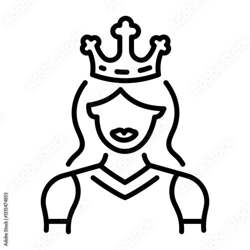 A line style icon of crowned woman character 