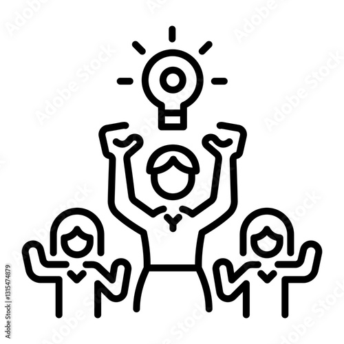 A line style icon depicting women empowerment 
