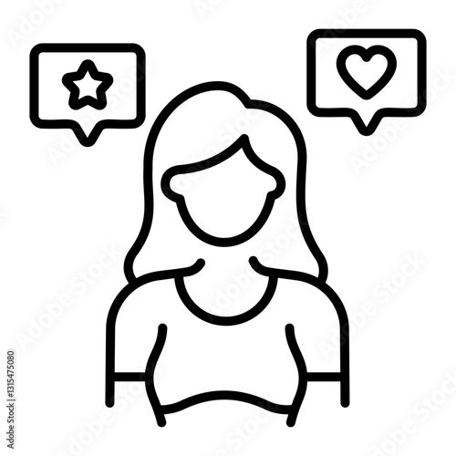 Social activist woman icon in linear style 