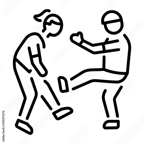 A linear style icon of two characters depicting patriarchy 