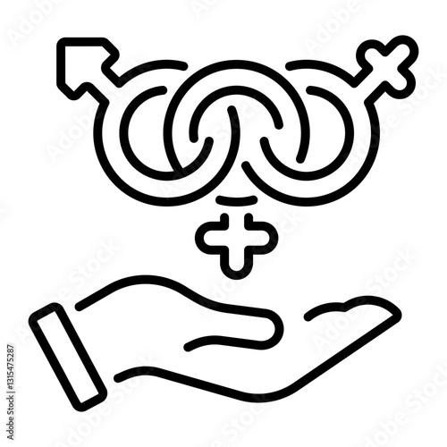 A linear style icon of love stereotype icon 