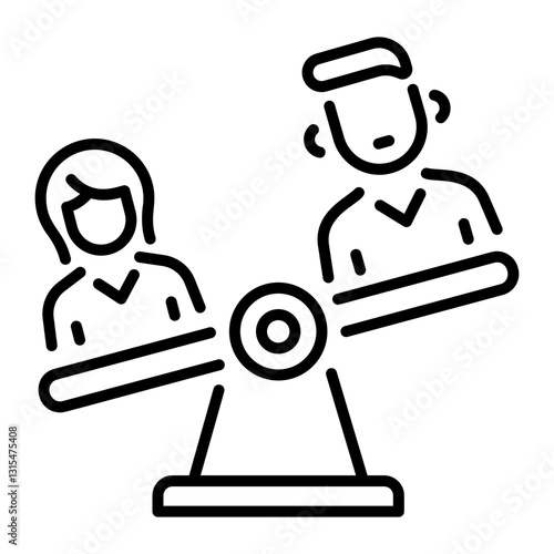 A linear style icon showing gender discrimination 