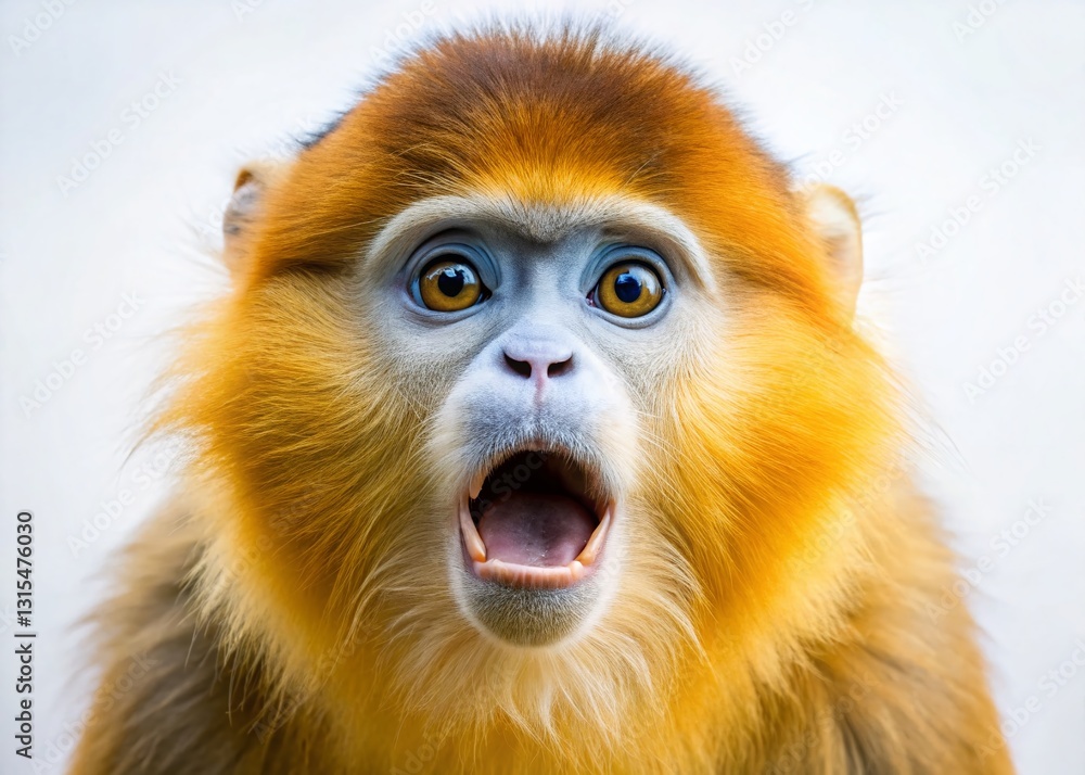 Astonished Golden Monkey: Wide-Eyed and Open-Mouthed Primate Portrait Astonished Golden Monkey: Wide-Eyed and Open-Mouthed Primate Portrait
