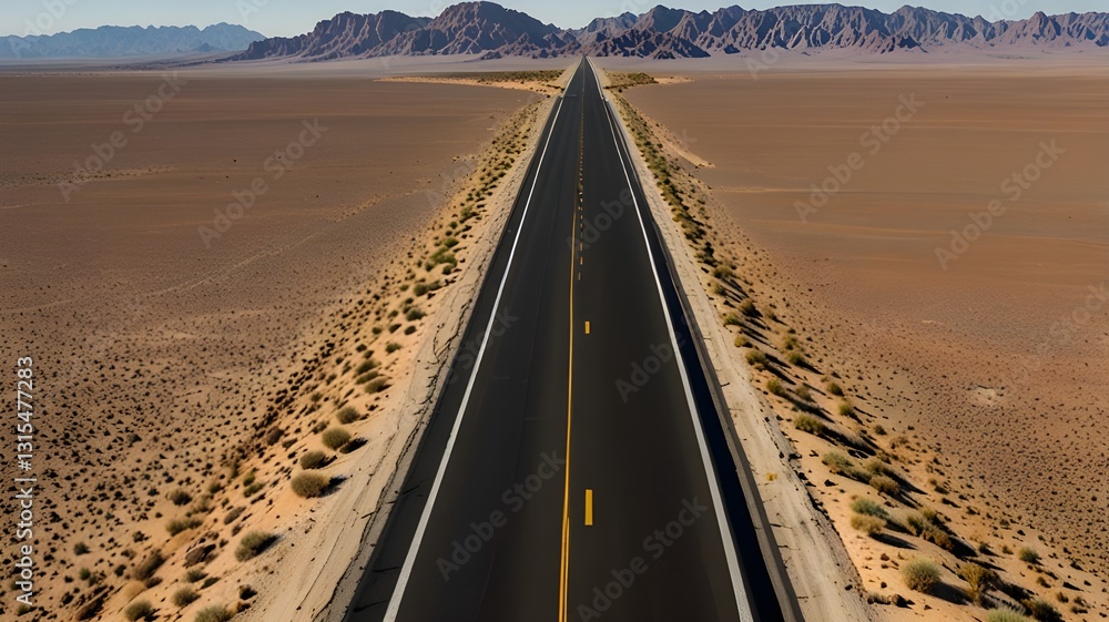 Fototapeta premium A vast open highway cutting through an arid desert