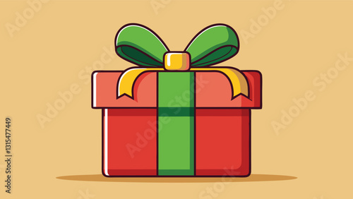 Bright red gift box with green ribbon and tag sits against a light green background, ready for a special occasion or holiday celebration