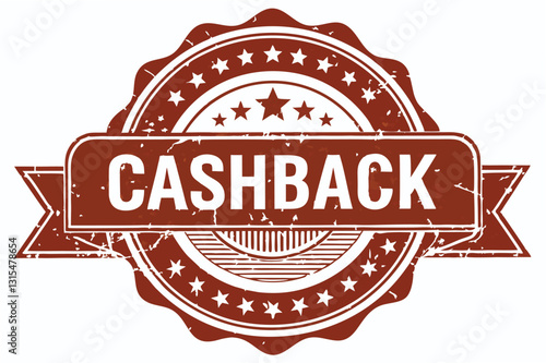 Cashback offer stamp featuring stars and a rustic design ideal for promotions and advertising campaigns