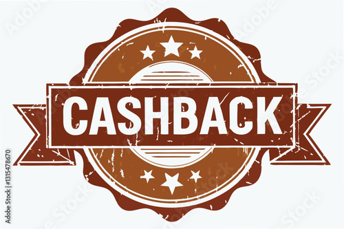 Cashback offer stamp featuring stars and a rustic design ideal for promotions and advertising campaigns