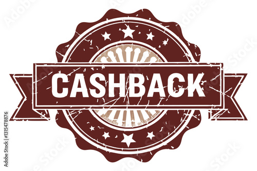 Cashback offer stamp featuring stars and a rustic design ideal for promotions and advertising campaigns