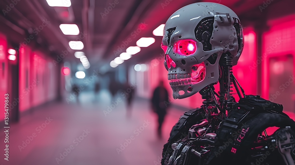 Robotic Skull Futuristic AI Technology Concept Robotic Skull Futuristic AI Technology Concept