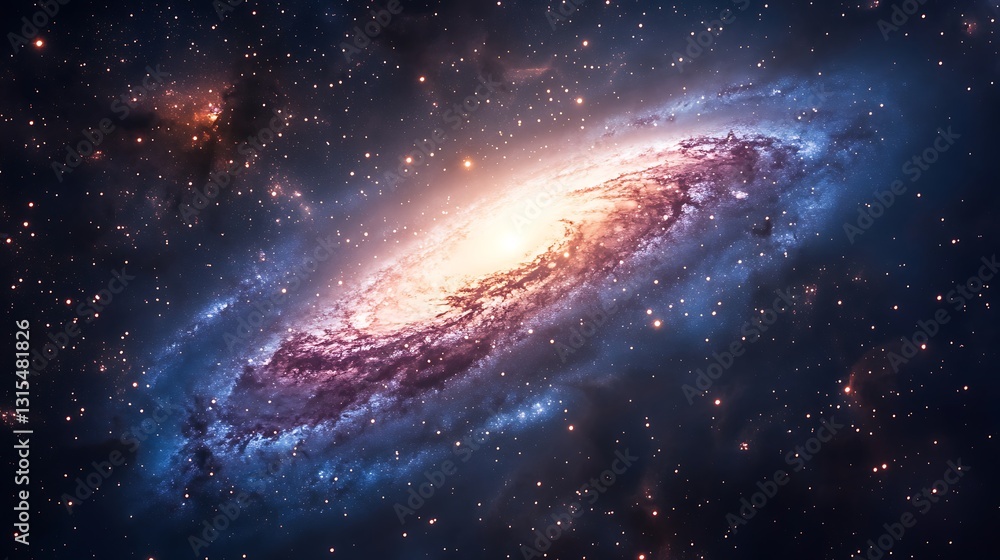 Naklejka premium Spiral galaxy, cosmic dust, space background (1)