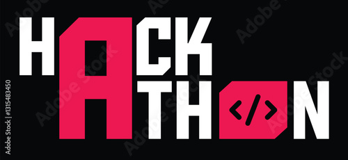 Modern and bold Hackathon logo design with a coding symbol. Perfect for hackathon events, programming competitions, developer meetups, and innovation challenges. Ideal for tech and software-related br