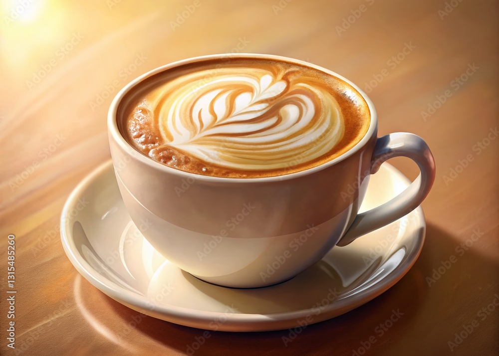 Creamy Cappuccino Coffee Drink with Bokeh Background - Stock Photo Creamy Cappuccino Coffee Drink with Bokeh Background - Stock Photo