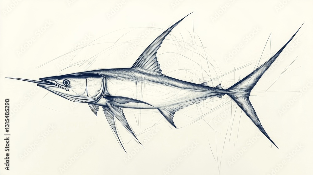 Obraz premium Swordfish displaying long bill ocean depths gigapixel image marine environment underwater view aquatic wonder