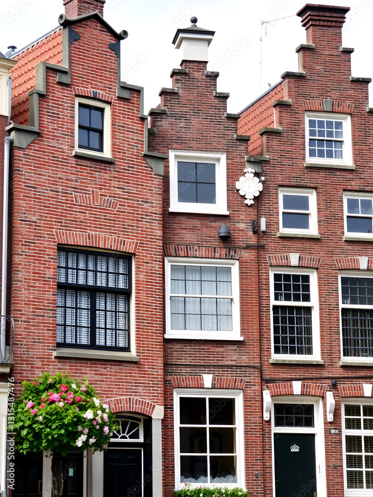 Fototapeta premium Haarlem Historic House Facades with Stepped Gables and Gable Stones, Holland