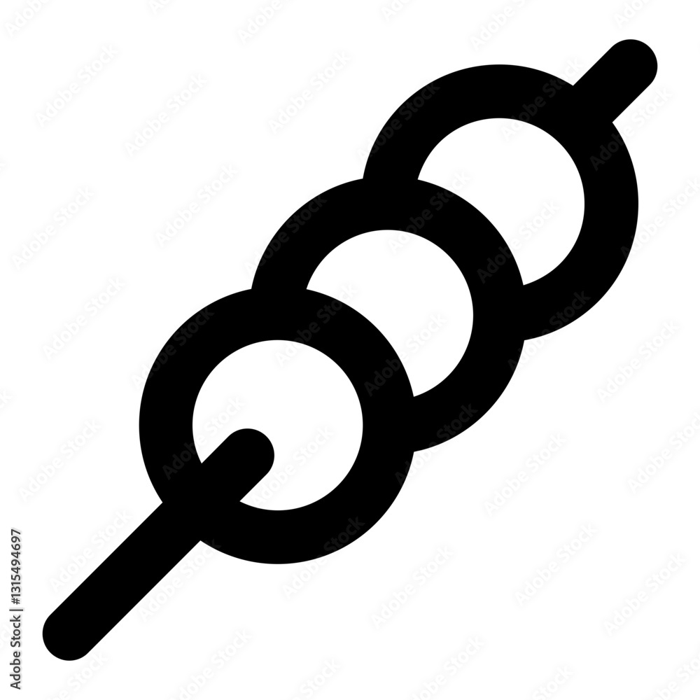 Dango Icon: Japanese Sweet Rice Dumplings on Skewer in Minimal Style Dango Icon: Japanese Sweet Rice Dumplings on Skewer in Minimal Style