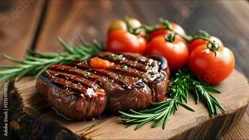 Wallpaper Mural A beautifully plated grilled steak with fresh tomatoes and herbs Torontodigital.ca