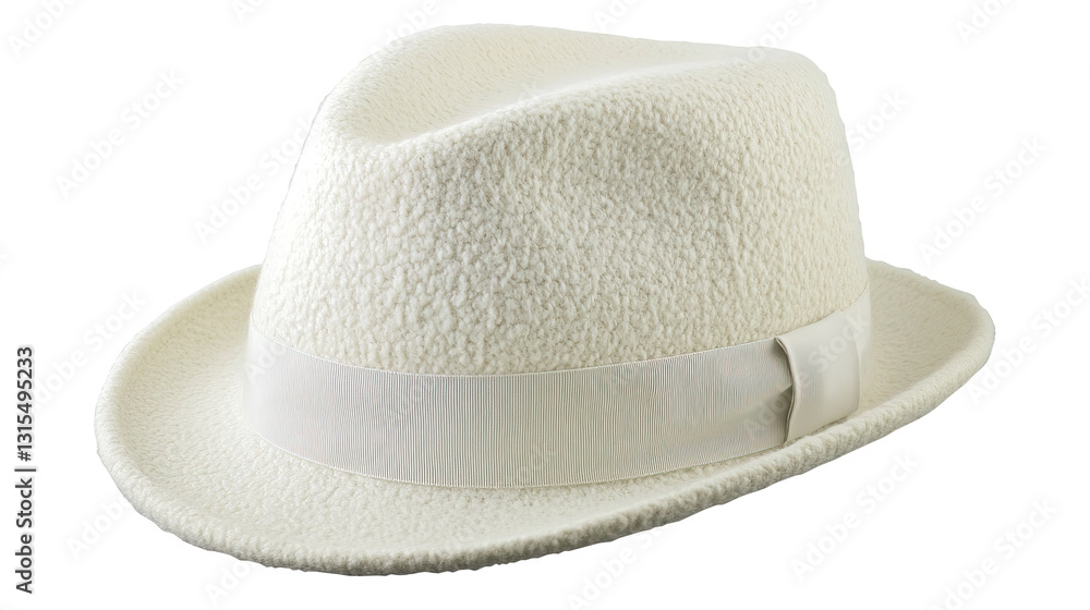 White felt fedora hat, studio shot, fashion accessory, website product White felt fedora hat, studio shot, fashion accessory, website product