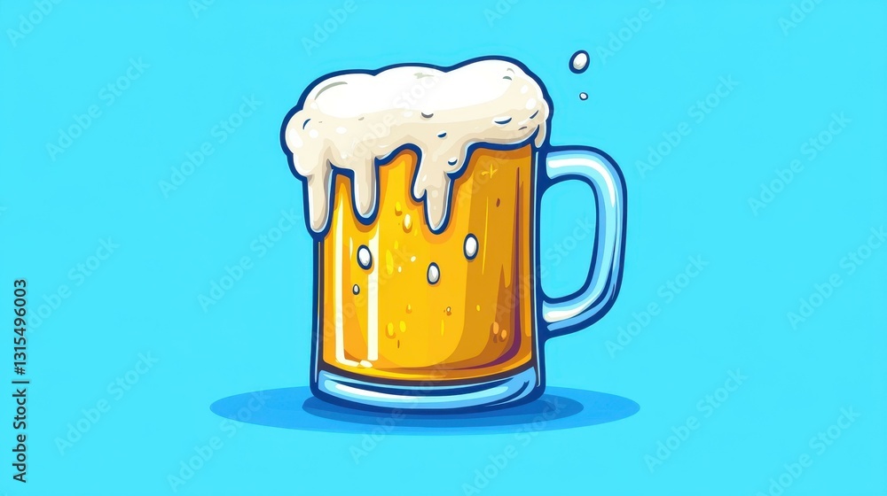 A fun cartoon beer mug with frothy foam, perfect for tshirts and apps. Playful and colorful doodle style design. A fun cartoon beer mug with frothy foam, perfect for tshirts and apps. Playful and colorful doodle style design.