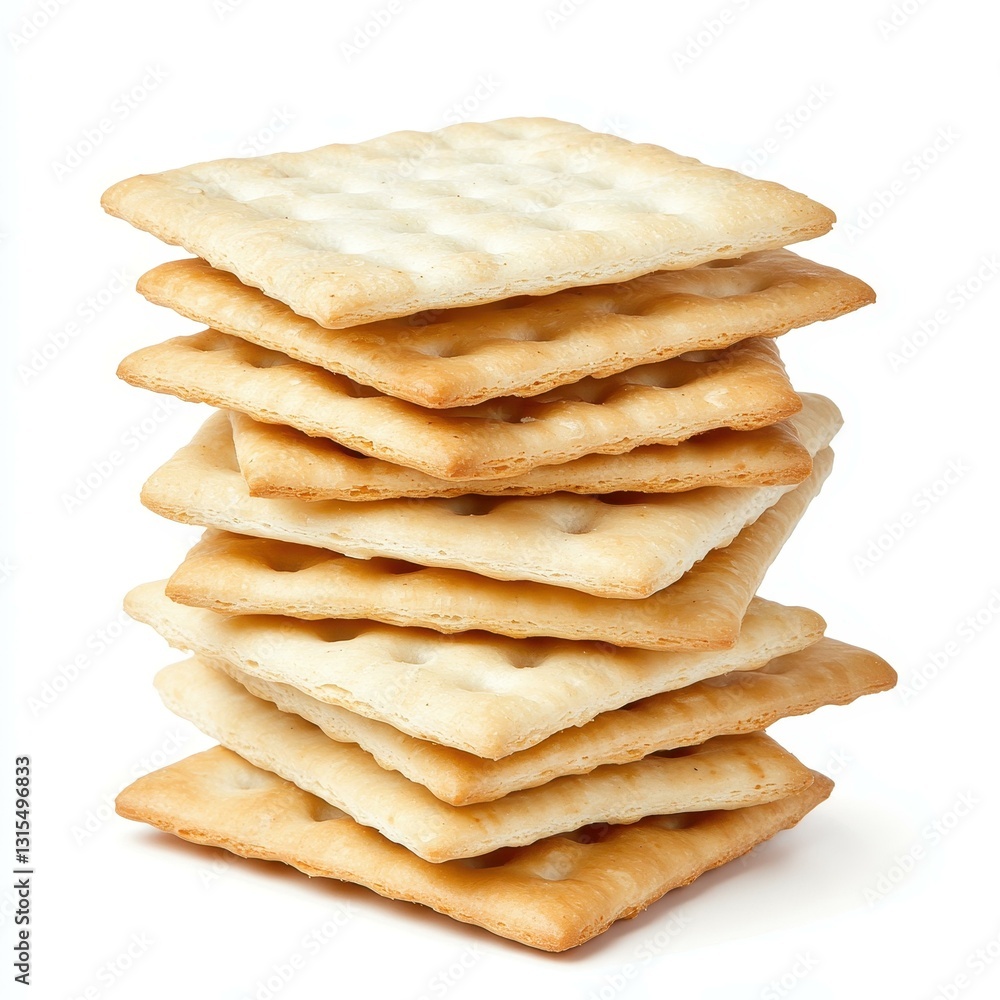 Light, crispy crackers set against a clean white backdrop, perfect for snacking any time of day. Light, crispy crackers set against a clean white backdrop, perfect for snacking any time of day.