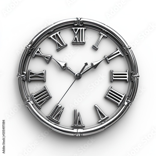 Silver Roman Numeral Wall Clock