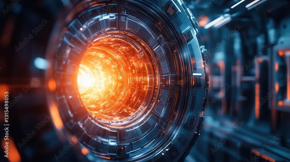 Fototapeta premium A nuclear fusion reactor experiment aiming to create a breakthrough in clean energy, Nuclear Energy, Futuristic and hightech