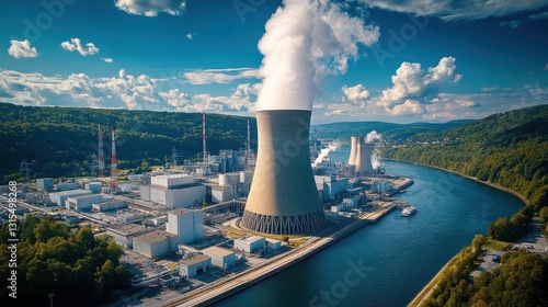 A nuclear power plant undergoing safety tests to ensure secure energy production, Nuclear Energy, Powerful and secure