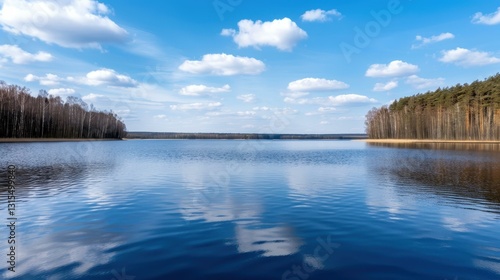 Experience a radiant spring day where vibrant blooms meet the serene waters of a picturesque lake in a charming Lithuanian town.