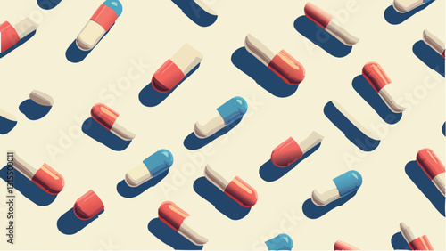 Colorful Medical Pills and Capsules in an Organized Layout .eps