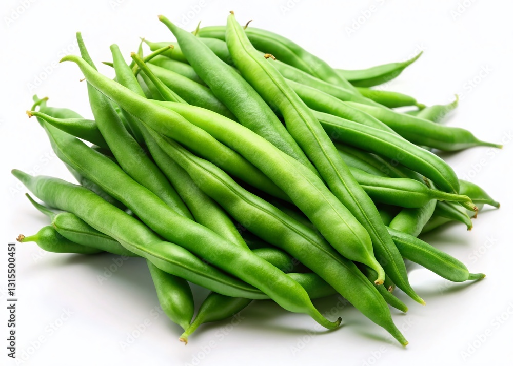 Fresh Green Beans Isolated on White Background - High-Resolution Stock Photo Fresh Green Beans Isolated on White Background - High-Resolution Stock Photo