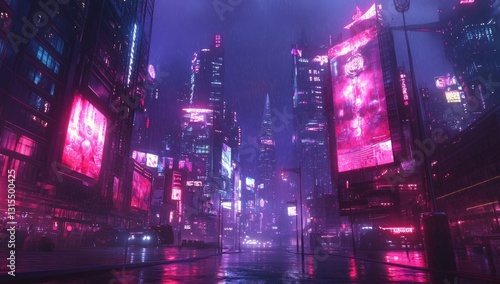 Neon-lit futuristic city street at night (7)