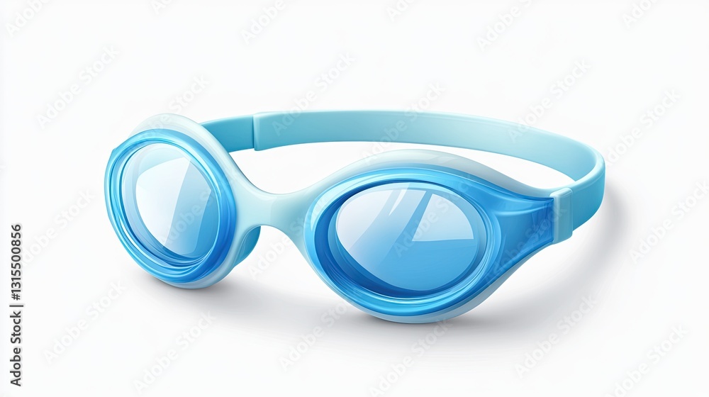 Fototapeta premium Light blue swim goggles on white background