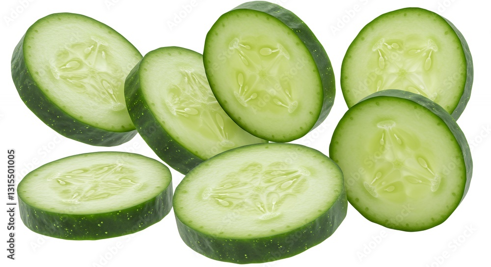 Fresh Cucumber Slices Isolated on White Background for Healthy Food Fresh Cucumber Slices Isolated on White Background for Healthy Food