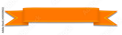 Ribbon banner design material. Orange banner, label, ribbon on transparent background. Png