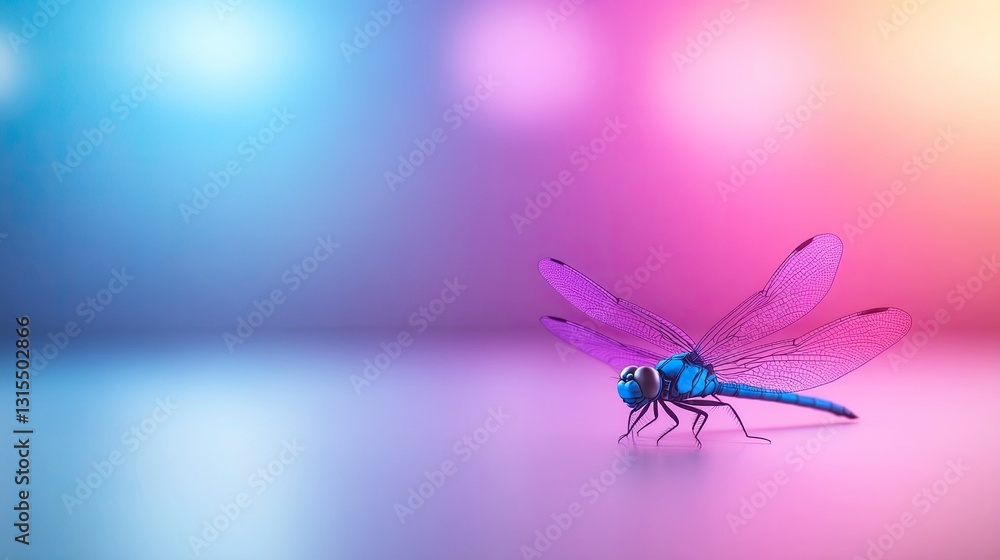 Vibrant blue and purple dragonfly on a colorful background. Vibrant blue and purple dragonfly on a colorful background.