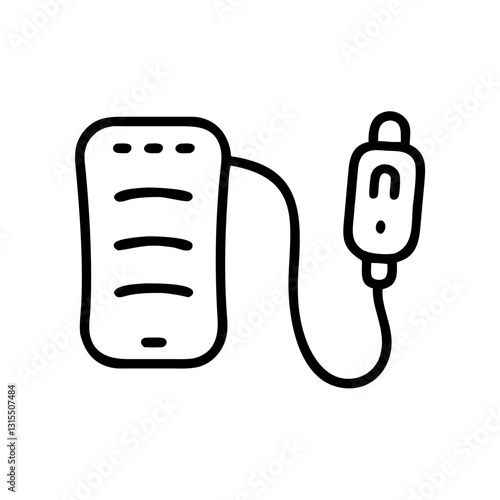 Electric heating pad icon, minimalist style, black and white colors