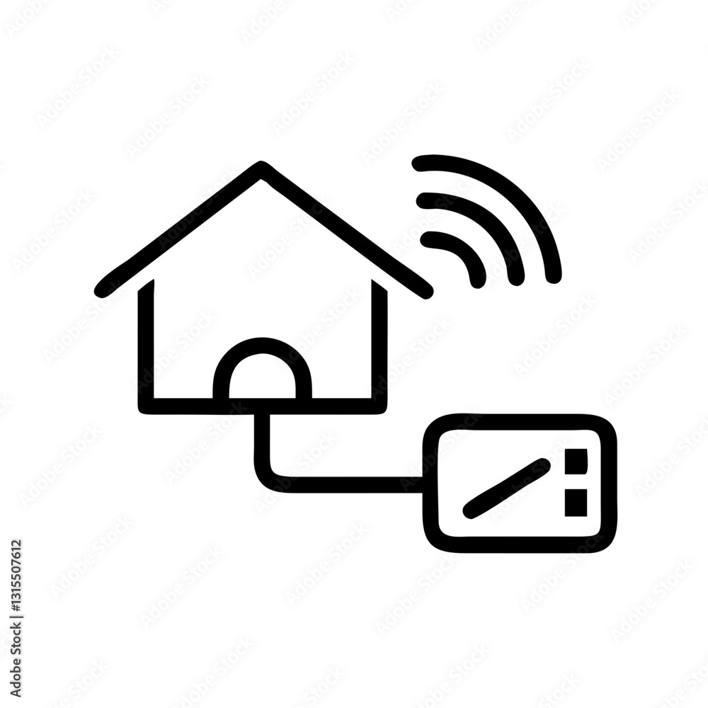 Home automation security camera icon, minimalist design, black and white colors Home automation security camera icon, minimalist design, black and white colors