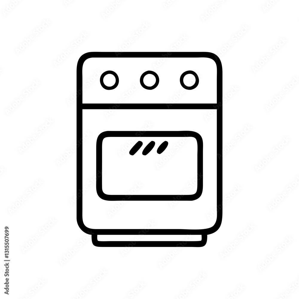 Oven icon with dials, kitchen appliance concept Oven icon with dials, kitchen appliance concept