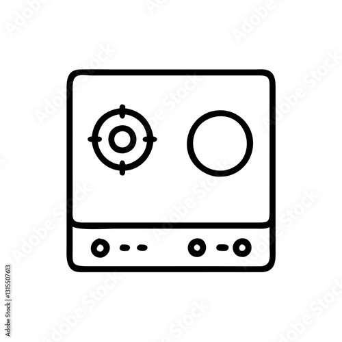 Induction cooktop icon with burners, modern kitchen concept