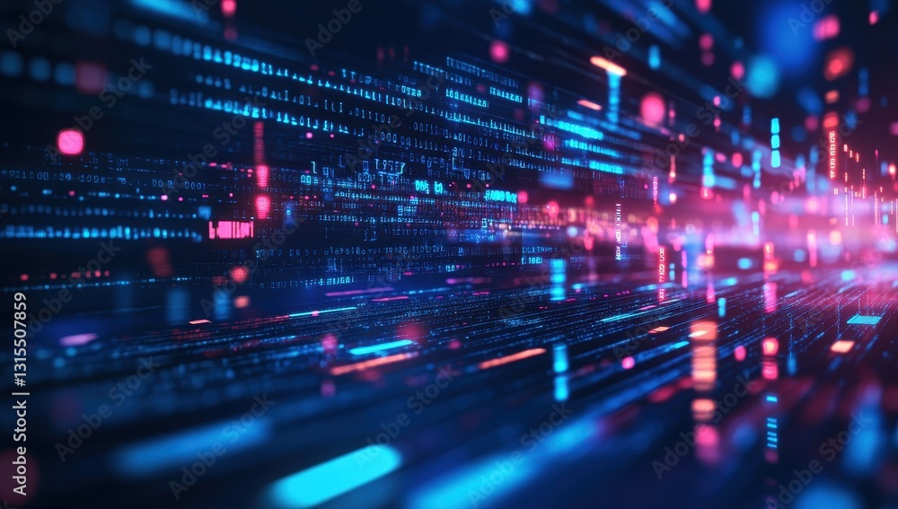 Abstract Digital Background with Colorful Light Trails and Binary Codes Creating a Futuristic Technology Concept for AI and Data Visualization Abstract Digital Background with Colorful Light Trails and Binary Codes Creating a Futuristic Technology Concept for AI and Data Visualization