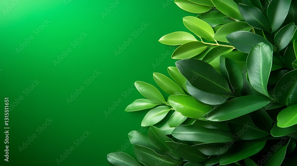 Lush Green Foliage Against Vibrant Emerald Background: A Botanical Masterpiece Lush Green Foliage Against Vibrant Emerald Background: A Botanical Masterpiece