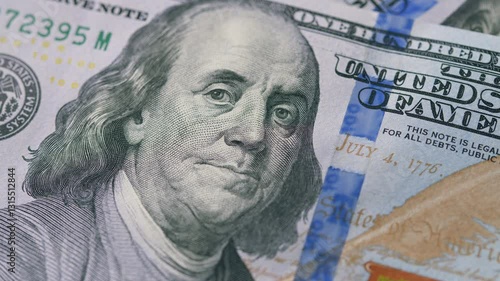 Wallpaper Mural Closeup image of a Benjamin Franklin Hundred Dollar Bill showing intricate designs Torontodigital.ca