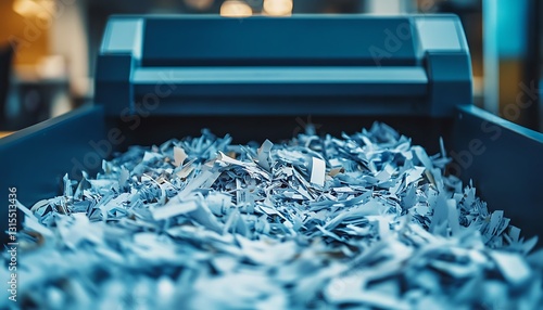 Shredded documents in office bin