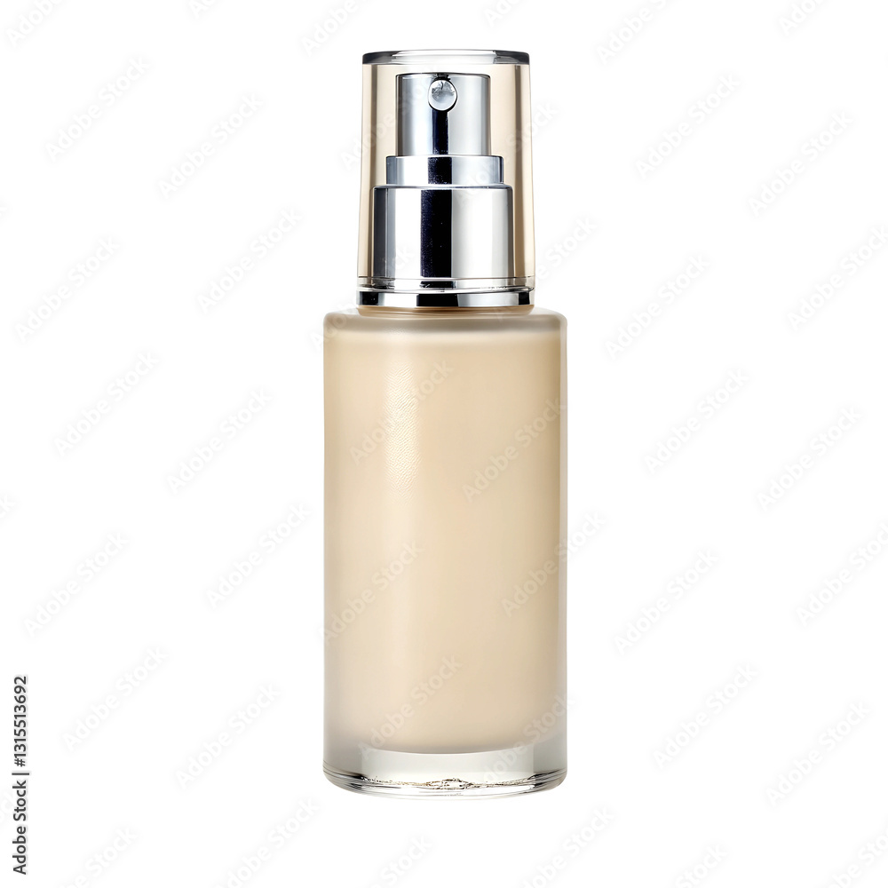 Foundation glass bottle mockup on transparent background, ideal for makeup product showcases. Foundation glass bottle mockup on transparent background, ideal for makeup product showcases.